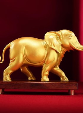 威弗列德沙金色黄铜大象摆件一对家居客厅玄关装饰品开业乔迁礼品