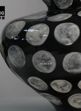 一餐中古侘寂风手工肌理釉面陶瓷花匚瓶玄YTS2603关室样板间厅茶