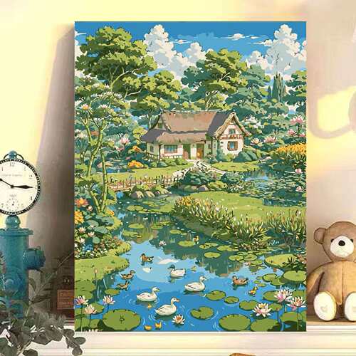 花卉风景diy手工填色丙烯数字油画高颜值治愈0基础填色油画ins风 - 图1