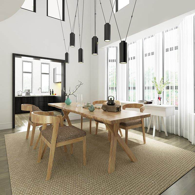 原木餐桌大板泡茶桌整板实木长条办公桌创意工作台简约餐桌椅组合 - 图2