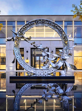定制抽象不锈钢圆环大型雕塑城市公园金属创意塑像售楼部落地摆件