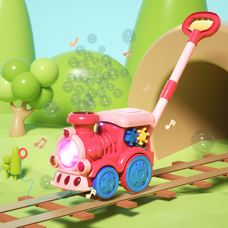 儿童手推学步手推泡泡机1-3岁5岁推推乐学步车单杆推车男女孩 - 图1