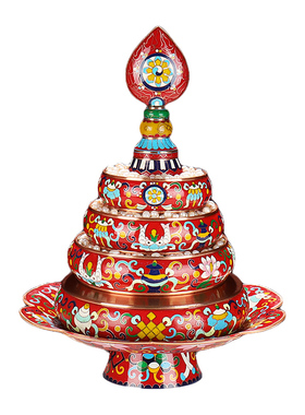 景泰蓝光面曼扎盘藏式曼摆件供罗多款吉祥七托盘曼茶扎宝石八盘修