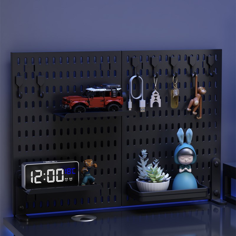 Hole board desktop vertical storage rack for drilling without holes. Office station storage rack space separation desktop hole board