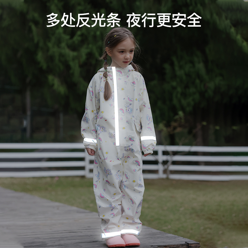 儿童雨衣男童女童2023新款小学生女孩幼儿园宝宝全身防水连体雨披 - 图2