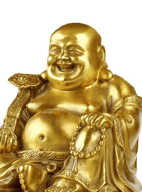 全黄铜弥勒佛像摆件家居佛客厅装中式工艺品如意大肚摆设笑弥陀佛