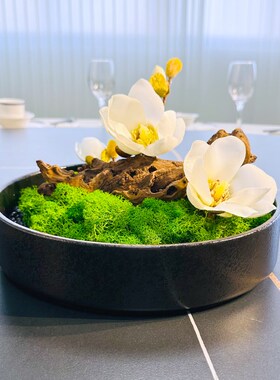 新款酒店圆桌转盘仿真花餐桌花摆花摆件饭店包厢桌面高档假花摆设