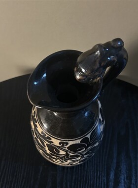 一枚橙 现代极简复古中古风陶瓷雕花花瓶客厅插花样板间软装饰品
