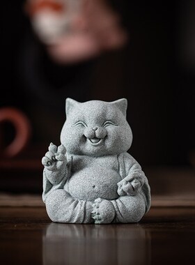 可爱治愈系小猫咪茶宠摆件创意开心猫鱼缸造景招财茶空间桌面装饰