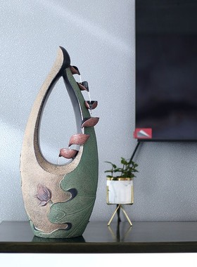 家居客厅玄关茶室桌面流水摆件办公室创意水景招财摆设开业小礼品