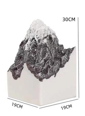 纯白色工假山摆观假山件树艺品山峰室内景新中式家居脂饰品摆件