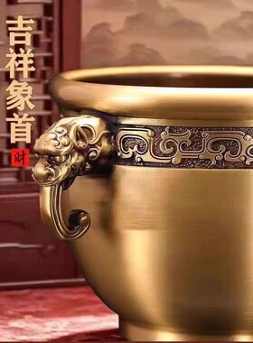 黄铜象鼻缸米缸存钱罐聚宝盆招财聚宝客厅店铺办公室开业百福摆件