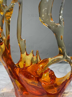 样板房玄关客厅招财摆件酒店KTV会所透明树脂水花雕塑售楼处浪花