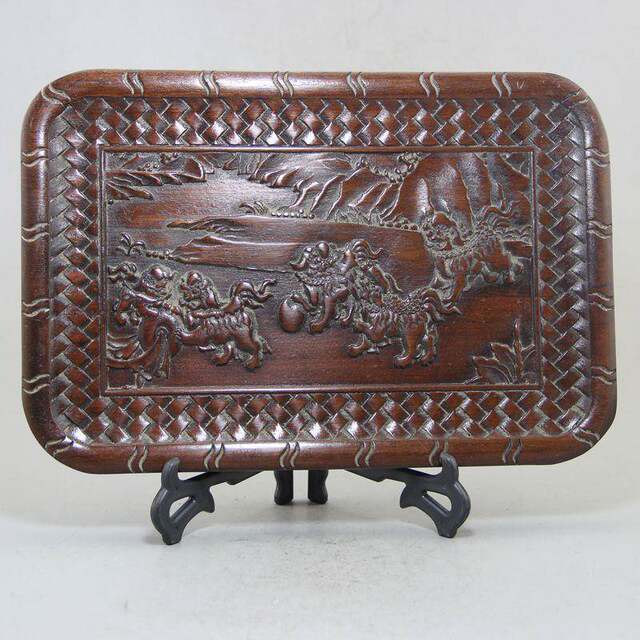 Factory Antiques Miscellaneous Rosewood Crafts YX-M-092 Pinjia Miscellaneous Embroidered Old Lion Rolling Ball Tray Decoration