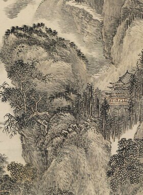 清 王翚 孟浩然诗意图高清微喷复制清四王山水画客厅书房卷轴挂画