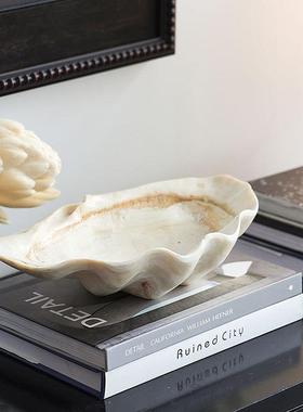 怀旧复古贝艺壳术果厅盘仿众真创OUU意小客桌面个性托盘工艺品摆