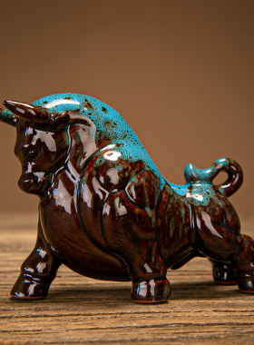 陶瓷招财牛摆件客厅酒柜装饰工艺品牛气冲天开业礼品家居开业礼品