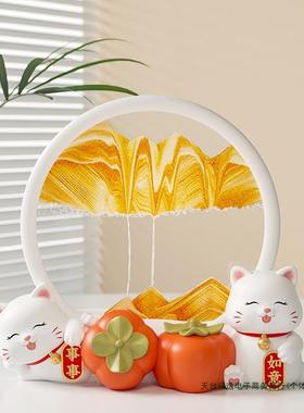 猫流沙画沙漏件家轻奢居客厅视酒柜F97TJJ7J电柜办公摆室桌装饰品