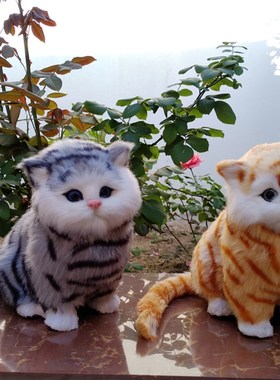 仿真动物仿真猫咪假猫 会叫的猫 装饰品家居猫摆件橱窗场景布置