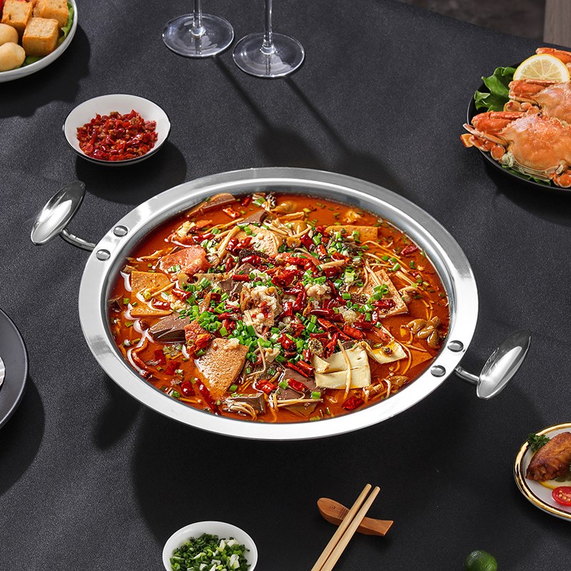 鸳鸯锅30不锈钢火锅锅家用电磁炉商用鸳鸯锅分体式火锅盆 - 图2