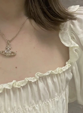 【官网正品】西太后经典款铆钉平面土星项链薇薇安吊坠女朋克风