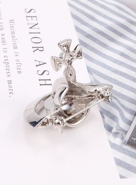 【官网正品】西太后24新款镶钻半面简约土星胸针立体明星同款