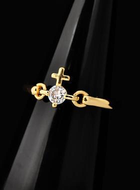 【官网正品】西太后新款线条十字单钻薇薇安土星戒指明星同款