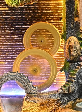 中式聚宝盆假山流水摆件鱼缸客厅办公室装饰招财进宝喷泉落地摆件
