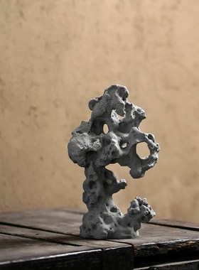 仿真太湖石摆件人工小型假山石吸水石灵壁石头花盆景水族鱼缸造景