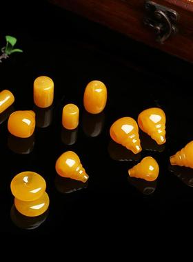 蜡圆珠三+6941通鸡油黄散珠珠隔顶珠个单三通佛头车轮珠腰蜜珠桶