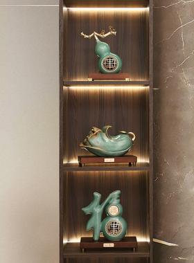 新中式办公室客厅书品房摆件中风酒国柜饰博古架玄关摆F97H5M9H装