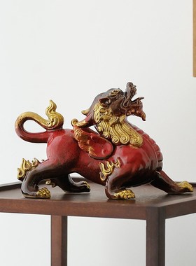 世禧招财貔貅摆件一对家居陶瓷皮丘客厅茶几装饰品办公桌送礼品