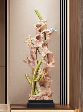 太湖石雕塑大摆件节节高升竹子玄关造景进门入户客厅高档装饰落地