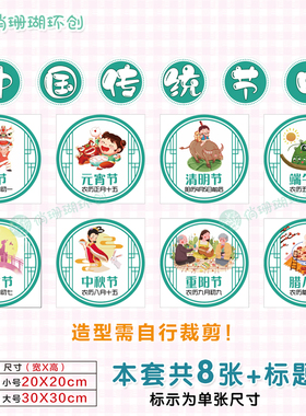 幼儿园学校传统文化主题墙节日习俗环创过道文化墙走廊楼梯墙贴画