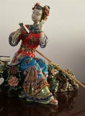 石湾陶瓷公仔红楼梦十二金钗仕女手工摆件林乃河手工创意礼品