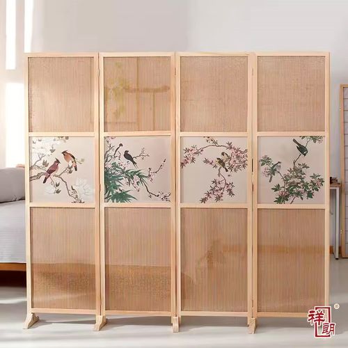 实木半透屏风隔断帘现代简约家用遮挡可移动折叠客厅书房酒店宾馆 - 图1