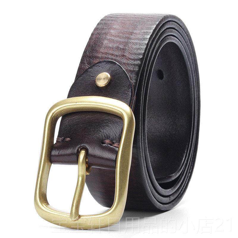 高档皮带男真皮裤黄铜针整张头扣层纯牛腰带男带休闲皮牛仔百搭中,淘宝优惠券,粉丝福利购,淘宝优惠卷