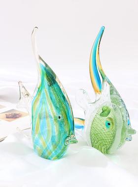 高轻彩奢琉璃色热带鱼月亮01鱼创意摆燕鱼件家居客档厅装饰工艺品