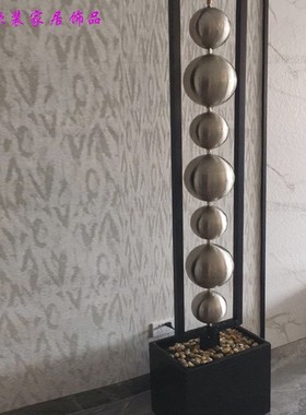 办公室家用客厅创意循环流水摆件室内走廊玄关过道招财落地装饰品