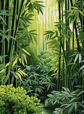竹林幽静数字油画手绘画画diy填充色油彩画解闷减压手工添色画
