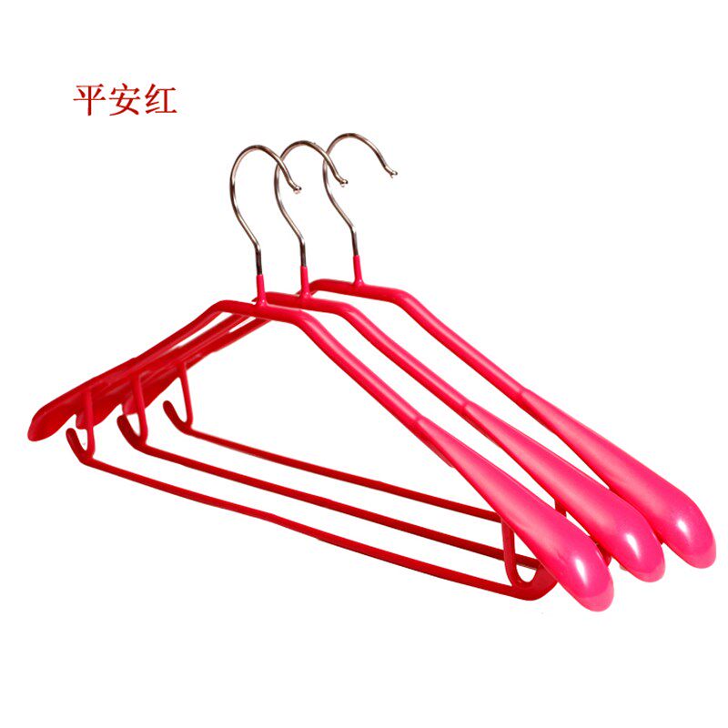 加粗浸塑防滑宽肩衣架金属大衣西服晾衣架乾湿两用防风裤架 - 图1