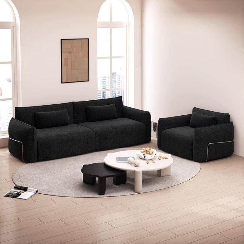 中古风小法式黑色雪尼尔布艺沙发客厅意式极简设计师直排沙发组合,淘宝优惠券,粉丝福利购,淘宝优惠卷