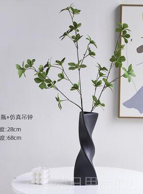 高档采植购产品闲休陶瓷瓶装饰品，客厅插花，模拟绿色物挂钟，高