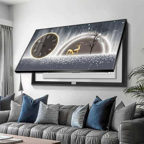 电表箱装饰画带钟表时钟餐厅挂画大尺寸配电闸箱空开关盒遮挡壁画 - 图2