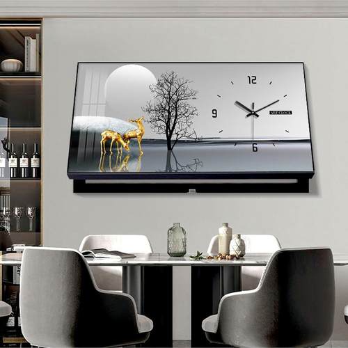 电表箱装饰画带钟表时钟餐厅挂画大尺寸配电闸箱空开关盒遮挡壁画 - 图0