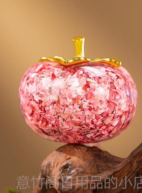 正品朱仁铜柿必财碎钞柿子炳摆件事事如发意饰手把件桌面装送礼摆