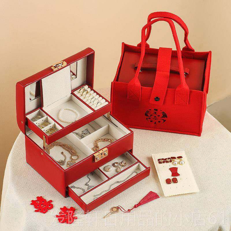 高档高档饰饰收纳盒盒精致带锁轻奢品首箱梳妆盒结婚嫁妆陪嫁新婚,淘宝优惠券,粉丝福利购,淘宝优惠卷