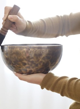 满月钵om钵 尼泊尔手工铜碗梵音钵静心佛音钵西藏一套7个颂钵全套