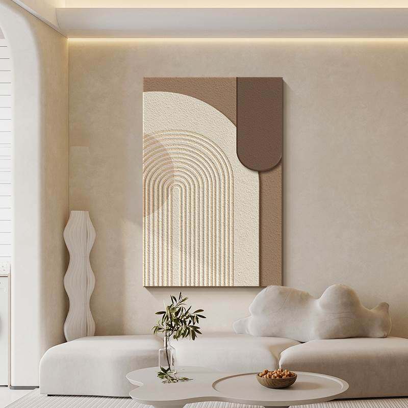 侘寂奶油风客厅装饰画几何抽象砂岩玄关壁画沙发背景墙肌理感挂画,淘宝优惠券,粉丝福利购,淘宝优惠卷