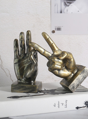 胜利赞OK手势欧式树脂摆件创意手指工艺品桌面摆设家居复古装饰品